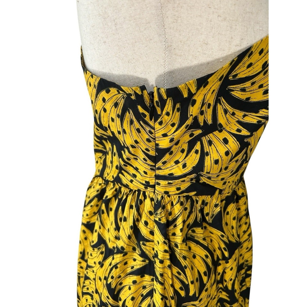 NEW Farm Rio Cotton Poplin One-Shoulder Black Bananas Midi Dress Cotton Medium - Picture 9 of 13
